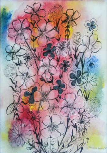 Flowers in Ink and Watercolor by Adrienne Harvey McCoy